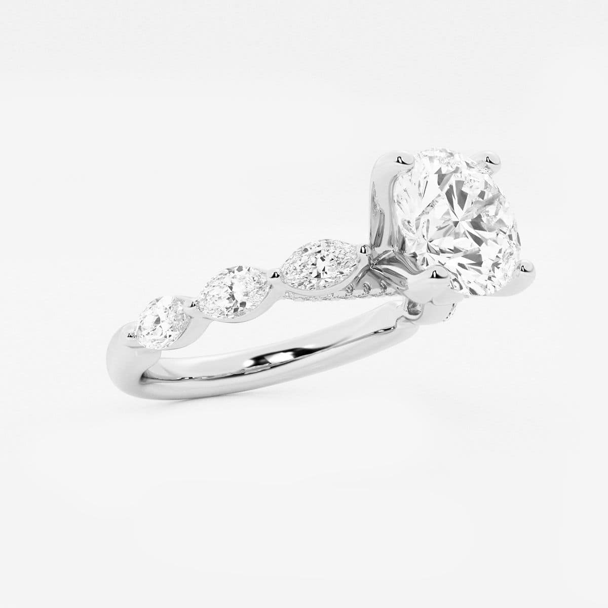 Additional Image 1 for  1 7/8 ctw Round Lab Grown Diamond Engagement Ring with Floating Marquise Side Accents