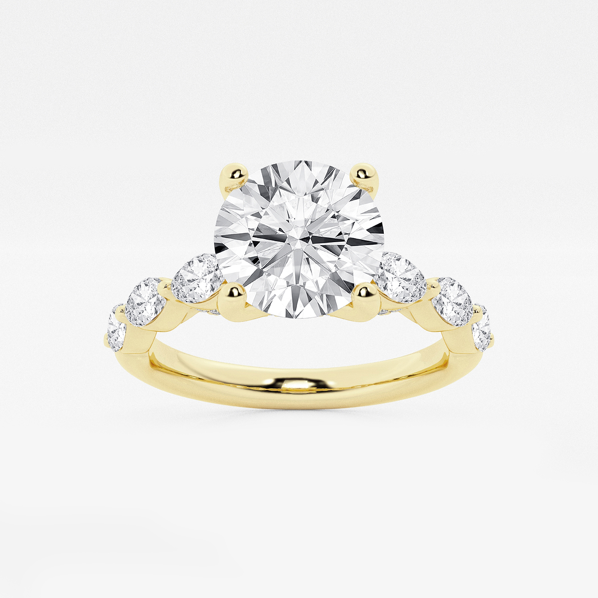 1 7/8 ctw Round Lab Grown Diamond Engagement Ring with Floating Marquise Side Accents