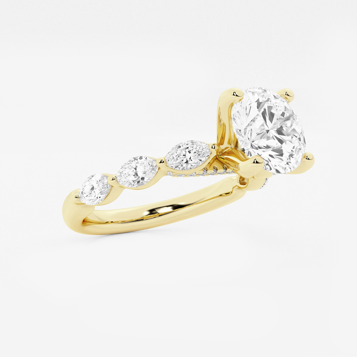Additional Image 1 for  1 7/8 ctw Round Lab Grown Diamond Engagement Ring with Floating Marquise Side Accents
