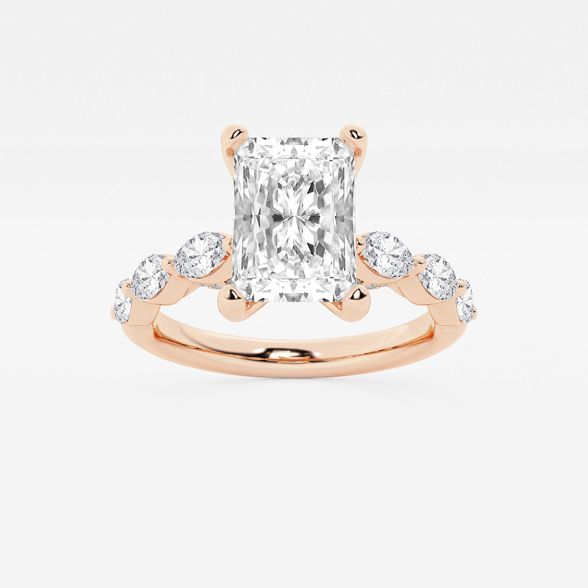 3 ctw Radiant Lab Grown Diamond Engagement Ring with Floating Marquise Side Accents