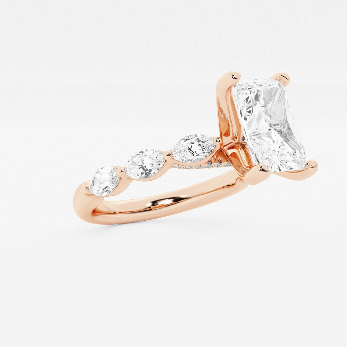 Additional Image 1 for  3 ctw Radiant Lab Grown Diamond Engagement Ring with Floating Marquise Side Accents