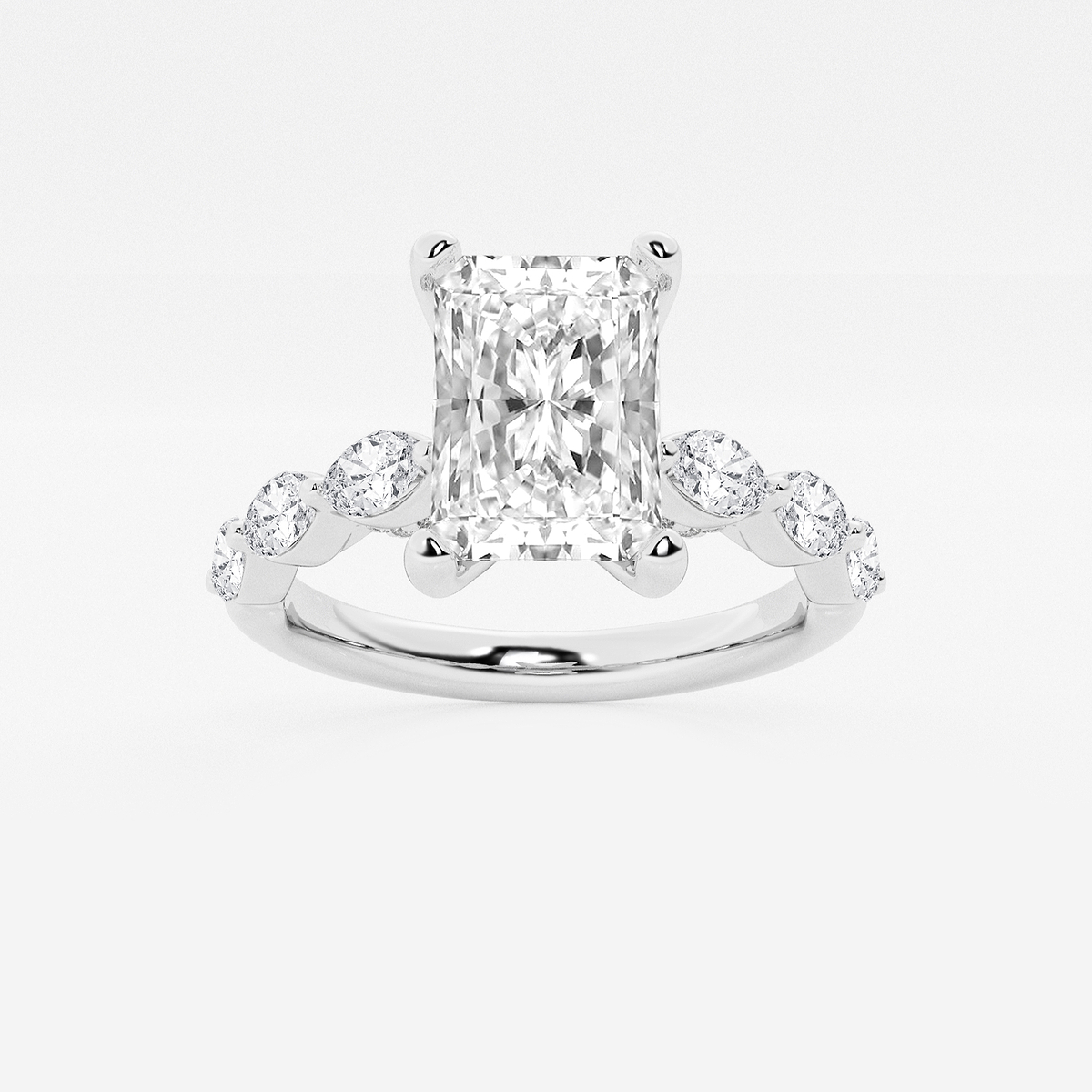 3 ctw Radiant Lab Grown Diamond Engagement Ring with Floating Marquise Side Accents
