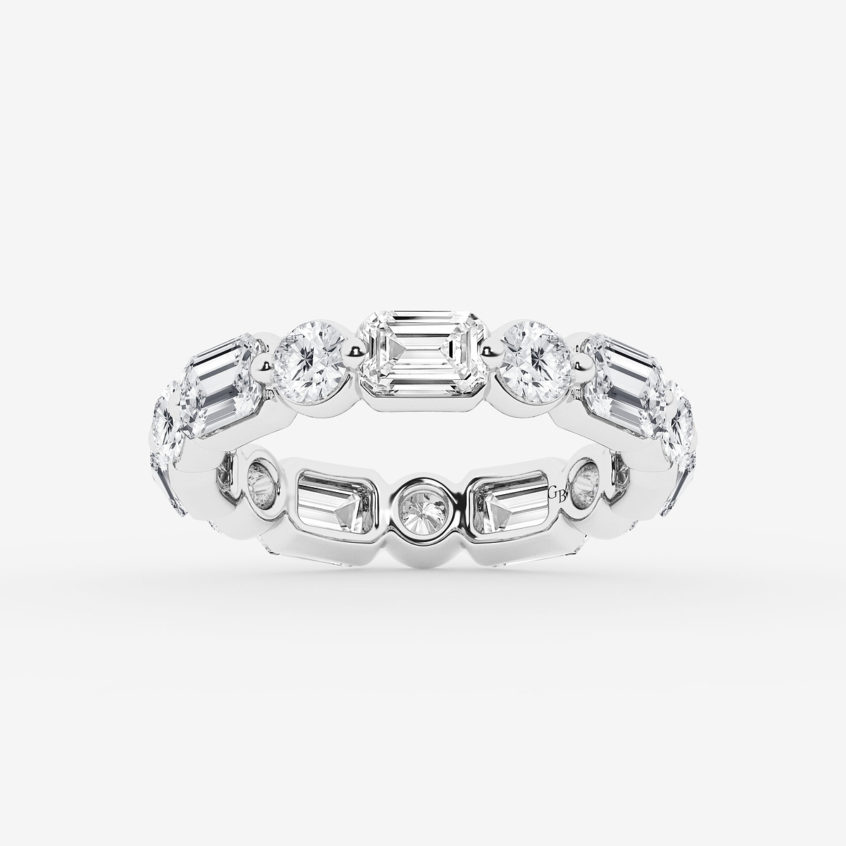 4 ctw Emerald Lab Grown Diamond Floating Eternity Band - 3.4mm Width
