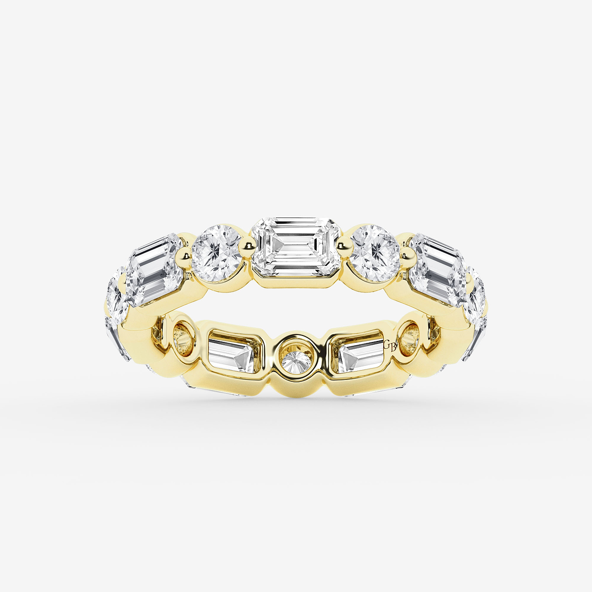 4 ctw Emerald Lab Grown Diamond Floating Eternity Band - 3.4mm Width