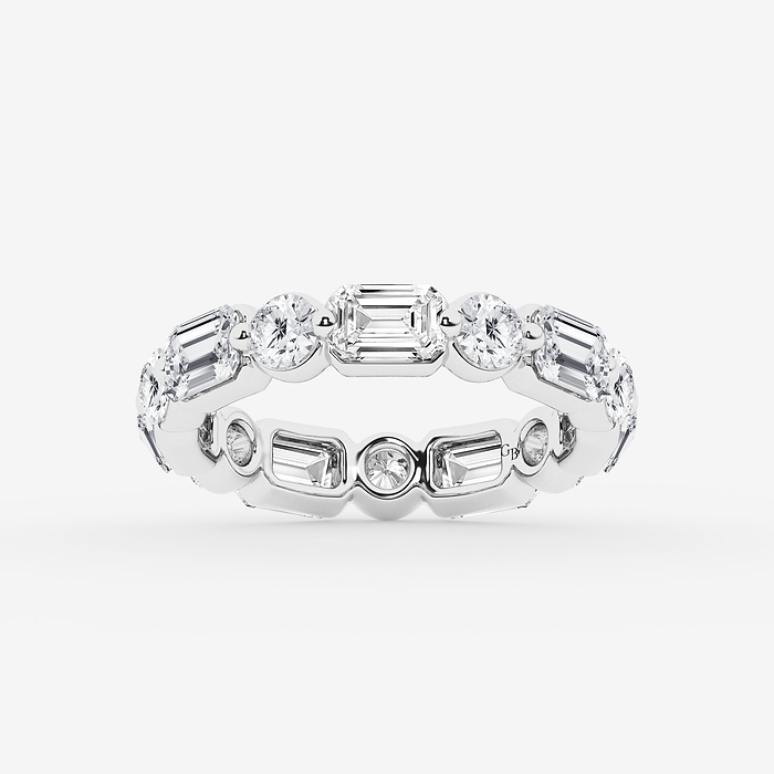 Gina Band - 4 ctw Emerald Lab Grown Diamond Floating Eternity Band - 3.4mm Width