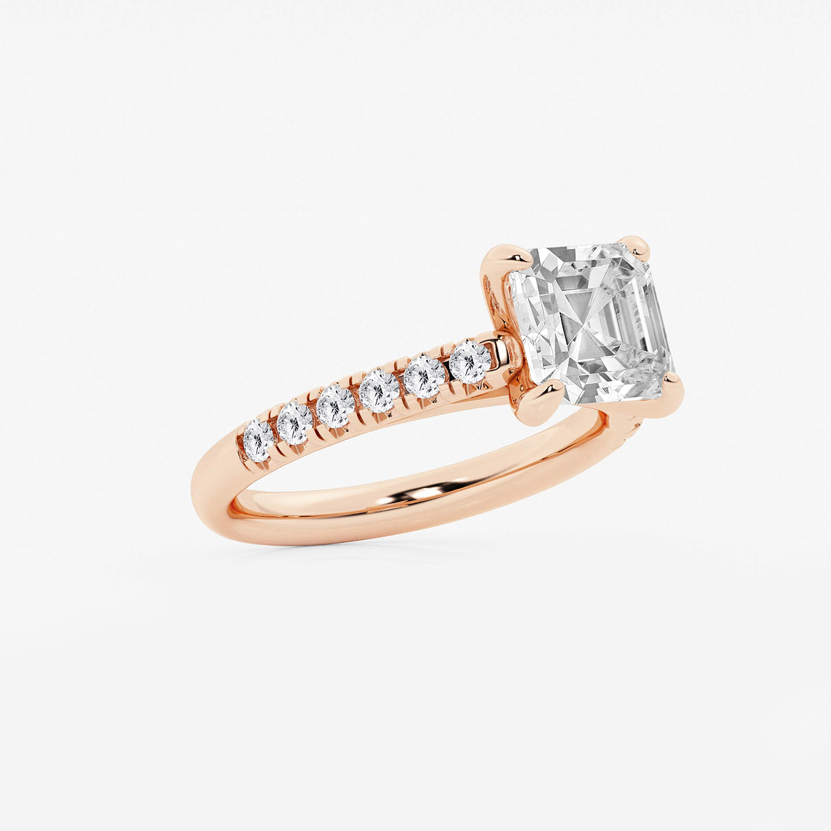 Additional Image 1 for  2 7/8 ctw Asscher Lab Grown Diamond French Pave Engagement Ring