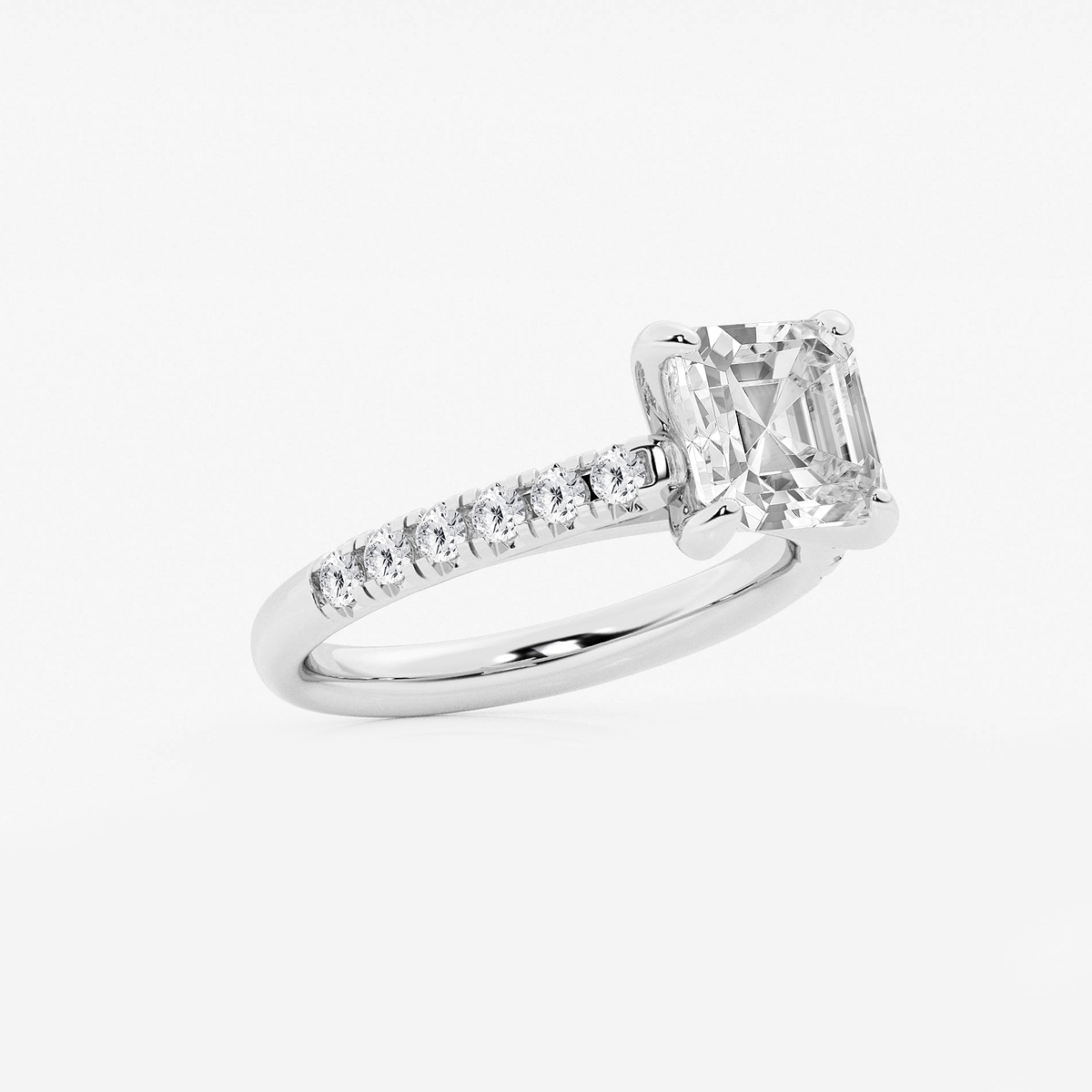 Additional Image 1 for  2 7/8 ctw Asscher Lab Grown Diamond French Pave Engagement Ring