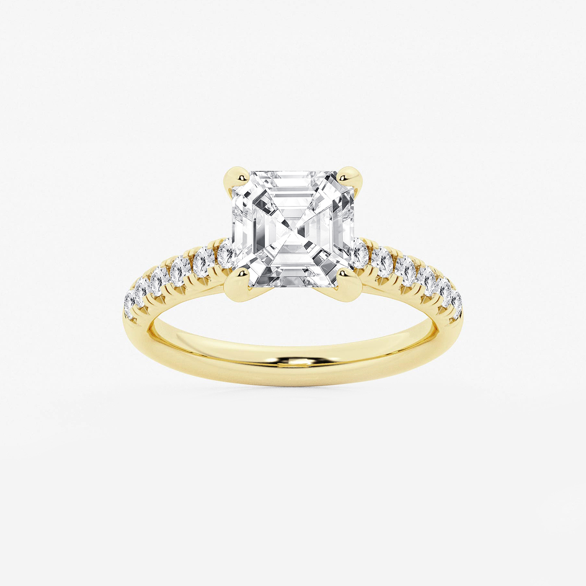 2 7/8 ctw Asscher Lab Grown Diamond French Pave Engagement Ring