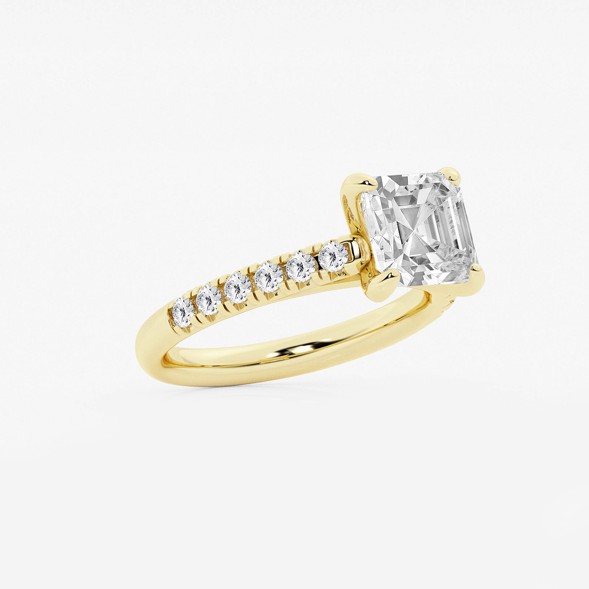 Additional Image 1 for  2 7/8 ctw Asscher Lab Grown Diamond French Pave Engagement Ring
