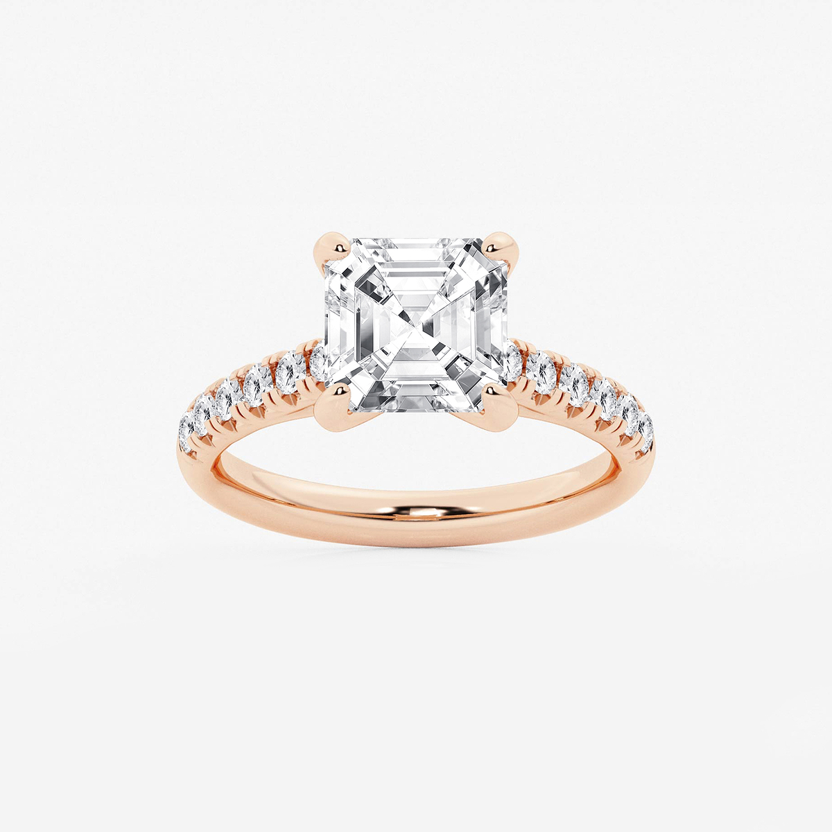 3 2/5 ctw Asscher Lab Grown Diamond French Pave Engagement Ring