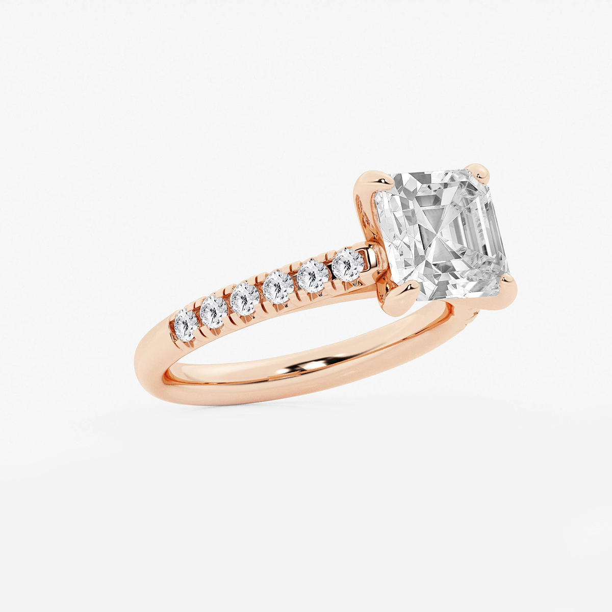 Additional Image 1 for  3 2/5 ctw Asscher Lab Grown Diamond French Pave Engagement Ring