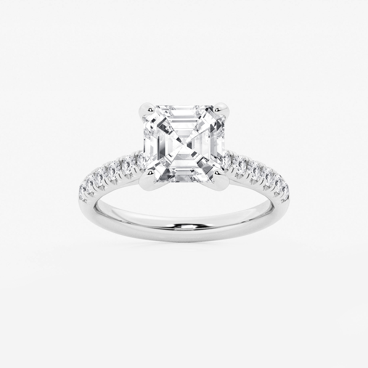 3 2/5 ctw Asscher Lab Grown Diamond French Pave Engagement Ring