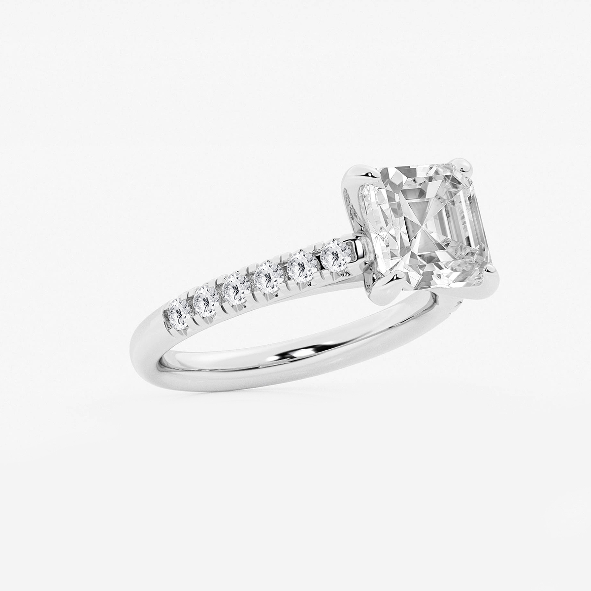 Additional Image 1 for  3 2/5 ctw Asscher Lab Grown Diamond French Pave Engagement Ring