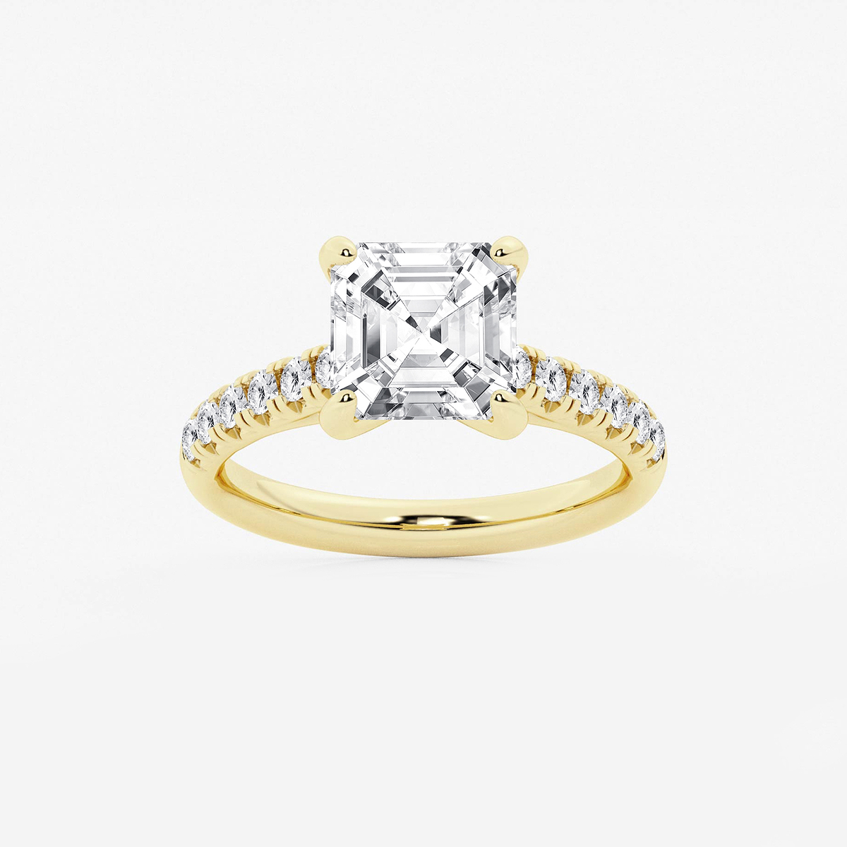 3 2/5 ctw Asscher Lab Grown Diamond French Pave Engagement Ring