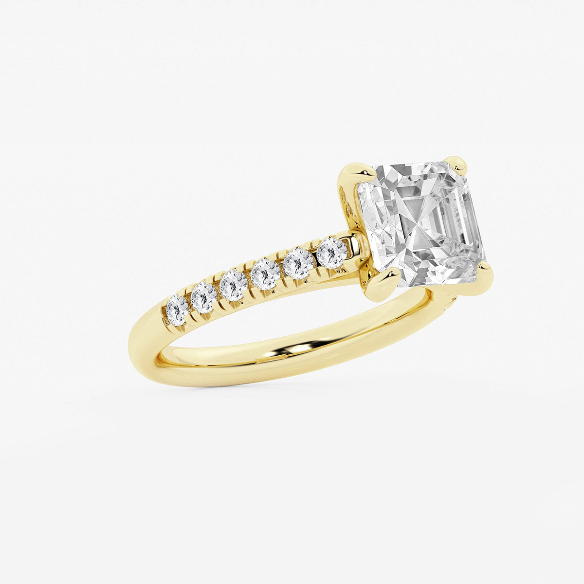 Additional Image 1 for  3 2/5 ctw Asscher Lab Grown Diamond French Pave Engagement Ring