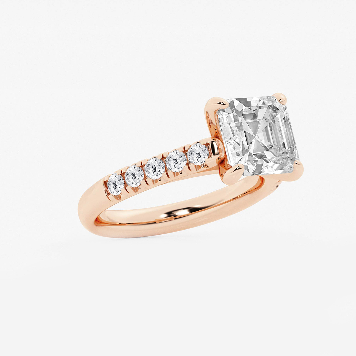 Additional Image 1 for  3 7/8 ctw Asscher Lab Grown Diamond French Pave Engagement Ring
