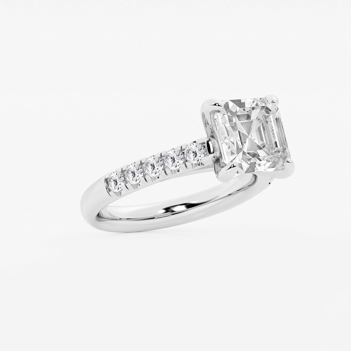 Additional Image 1 for  3 7/8 ctw Asscher Lab Grown Diamond French Pave Engagement Ring