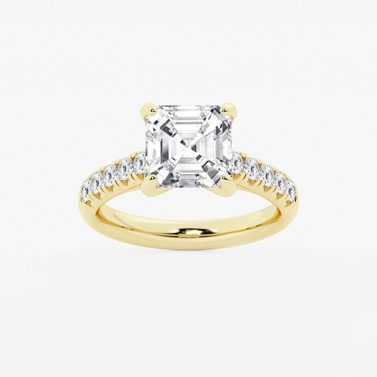 3 7/8 ctw Asscher Lab Grown Diamond French Pave Engagement Ring