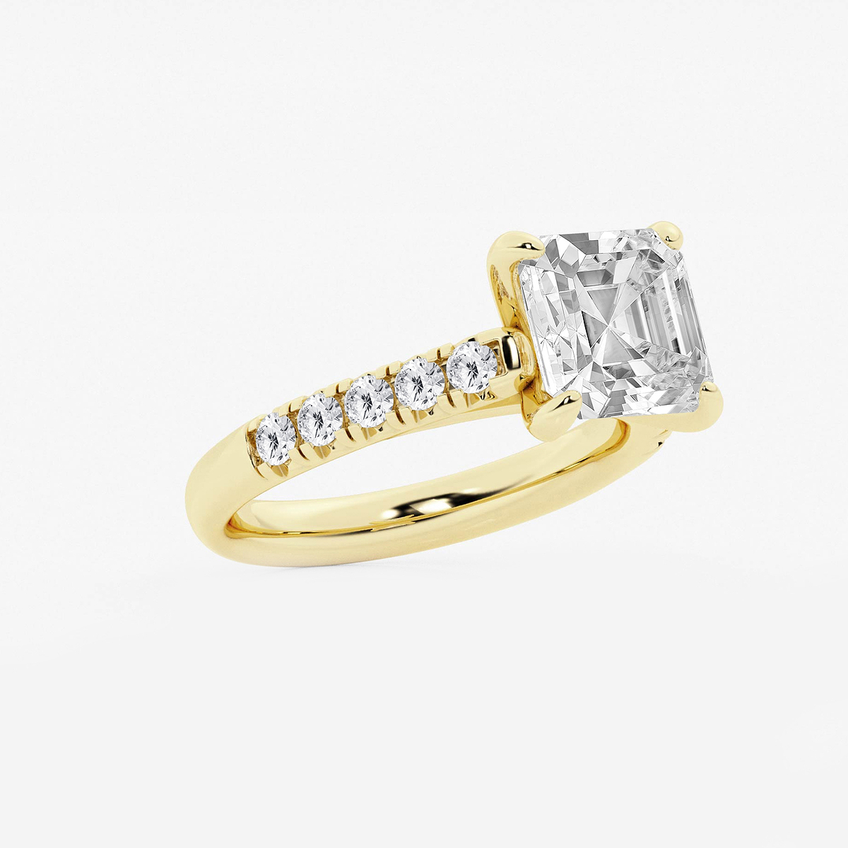 Additional Image 1 for  3 7/8 ctw Asscher Lab Grown Diamond French Pave Engagement Ring