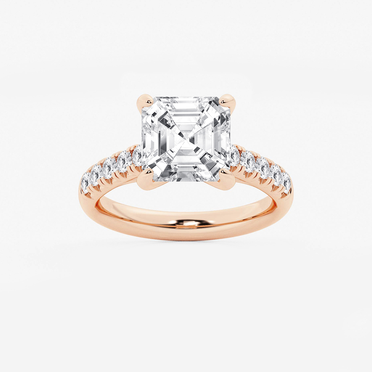 4 2/5 ctw Asscher Lab Grown Diamond French Pave Engagement Ring