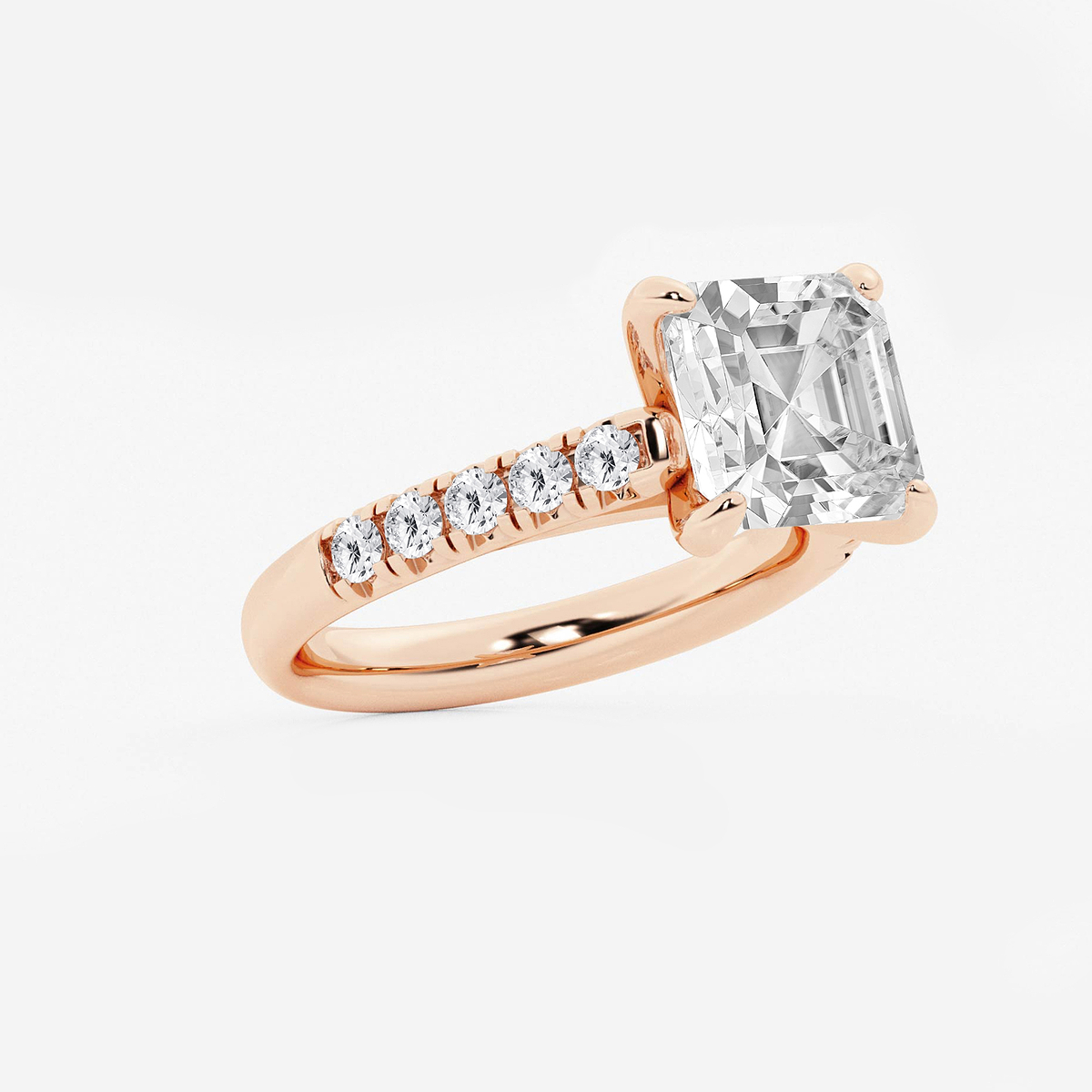 Additional Image 1 for  4 2/5 ctw Asscher Lab Grown Diamond French Pave Engagement Ring