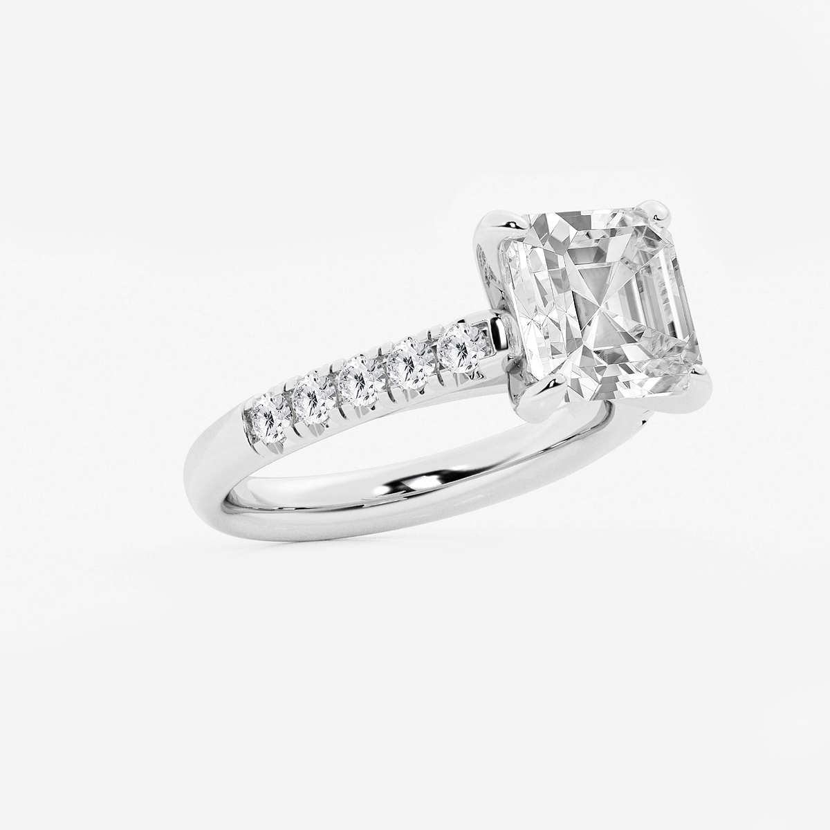 Additional Image 1 for  4 2/5 ctw Asscher Lab Grown Diamond French Pave Engagement Ring