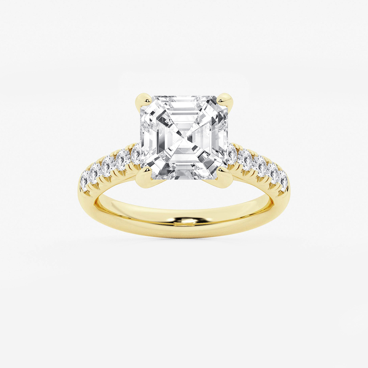 4 2/5 ctw Asscher Lab Grown Diamond French Pave Engagement Ring