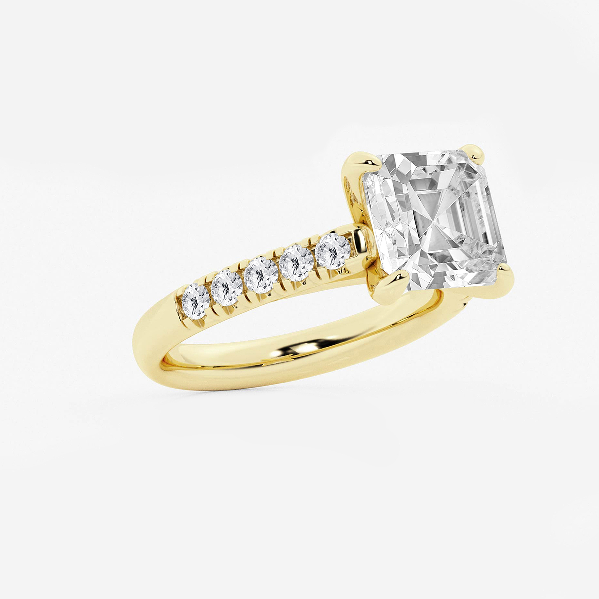 Additional Image 1 for  4 2/5 ctw Asscher Lab Grown Diamond French Pave Engagement Ring