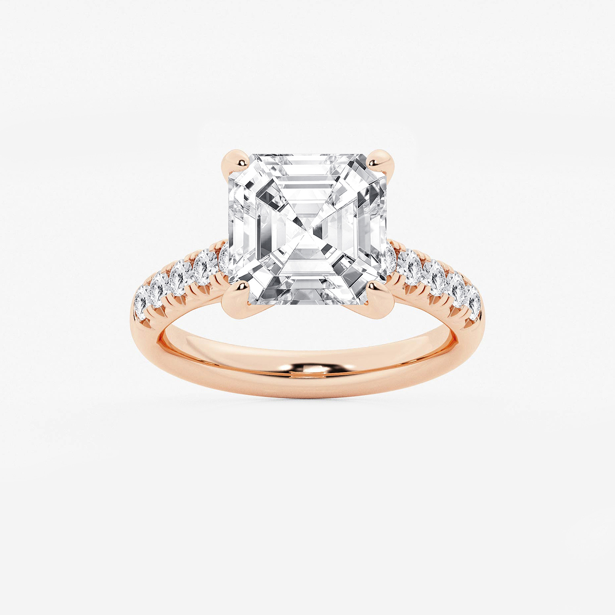 5 2/5 ctw Asscher Lab Grown Diamond French Pave Engagement Ring
