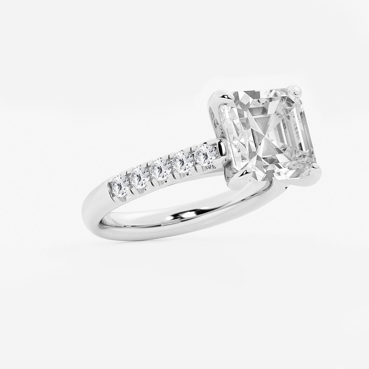 Additional Image 1 for  5 2/5 ctw Asscher Lab Grown Diamond French Pave Engagement Ring