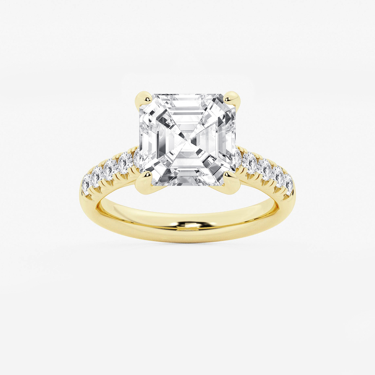 5 2/5 ctw Asscher Lab Grown Diamond French Pave Engagement Ring