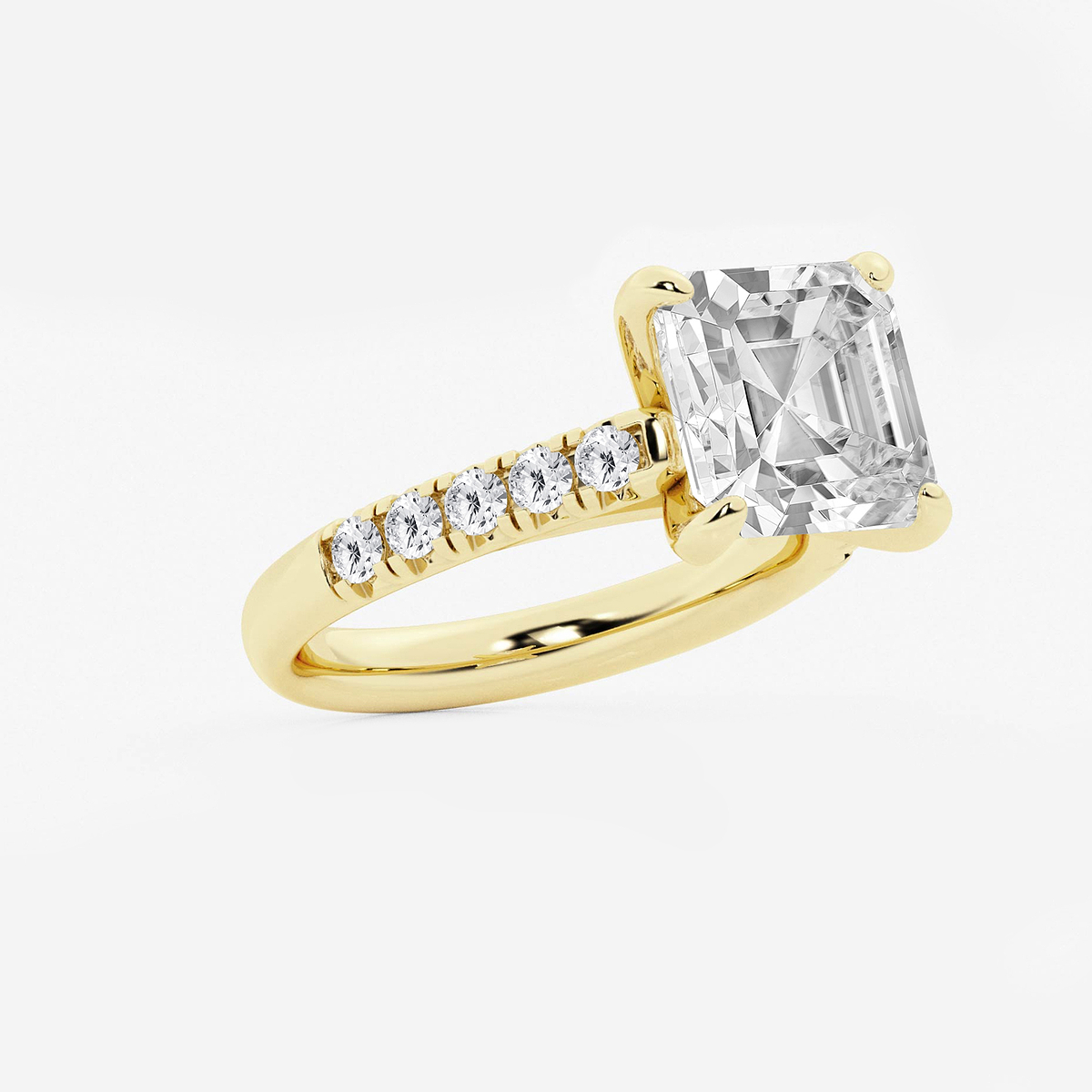 Additional Image 1 for  5 2/5 ctw Asscher Lab Grown Diamond French Pave Engagement Ring
