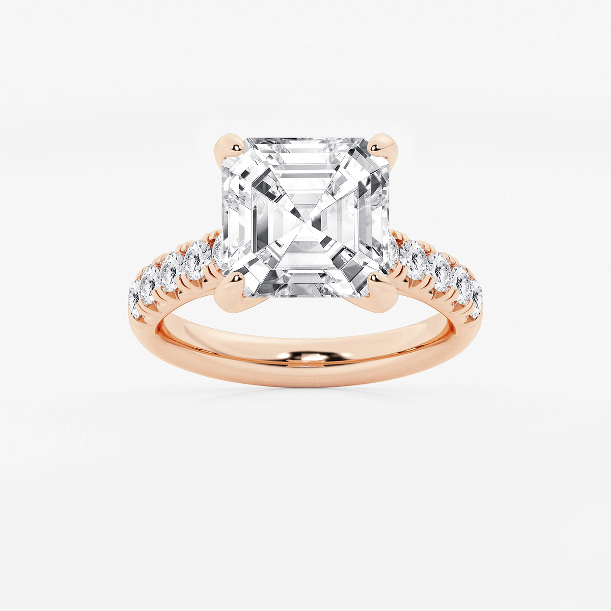 6 1/2 ctw Asscher Lab Grown Diamond French Pave Engagement Ring
