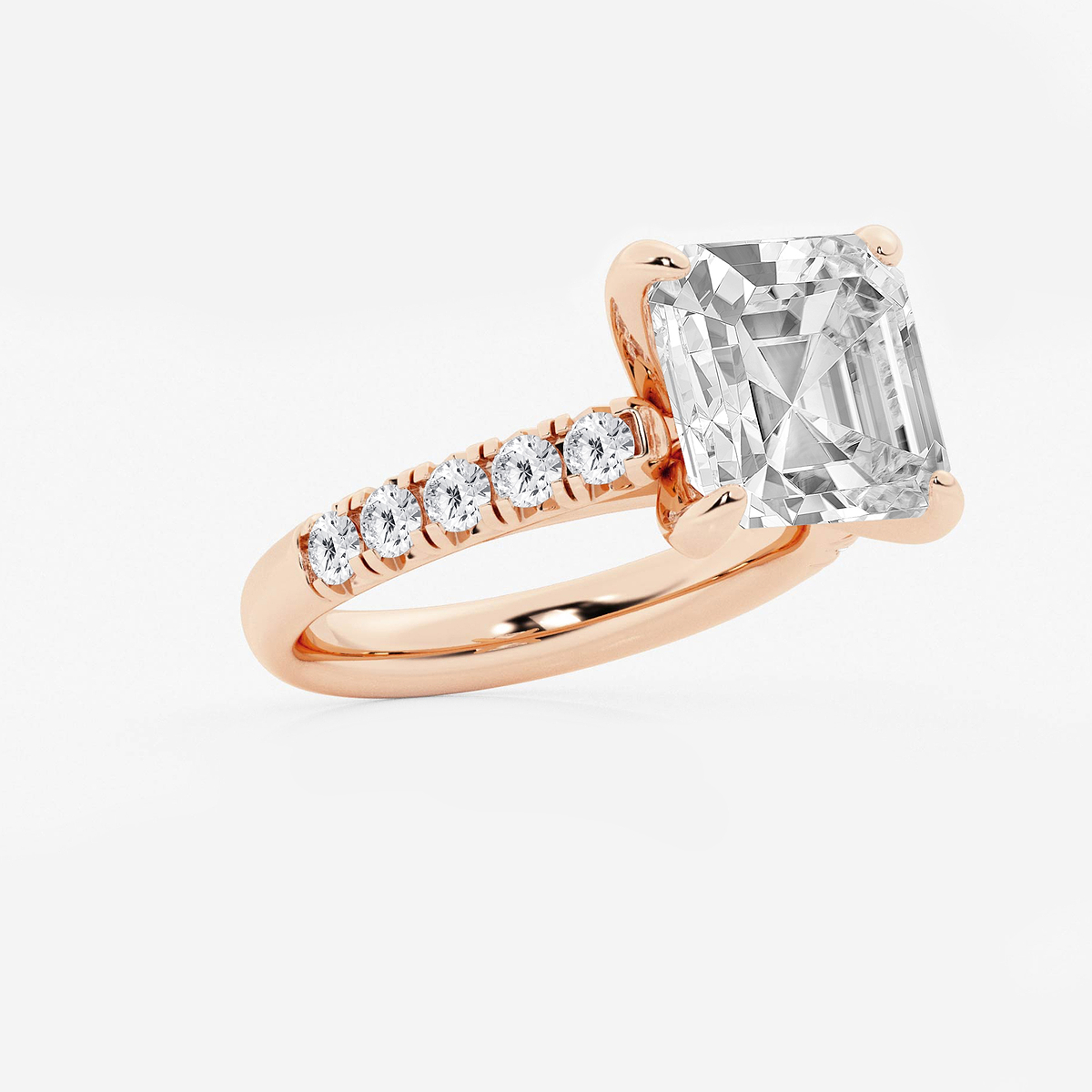 Additional Image 1 for  6 1/2 ctw Asscher Lab Grown Diamond French Pave Engagement Ring