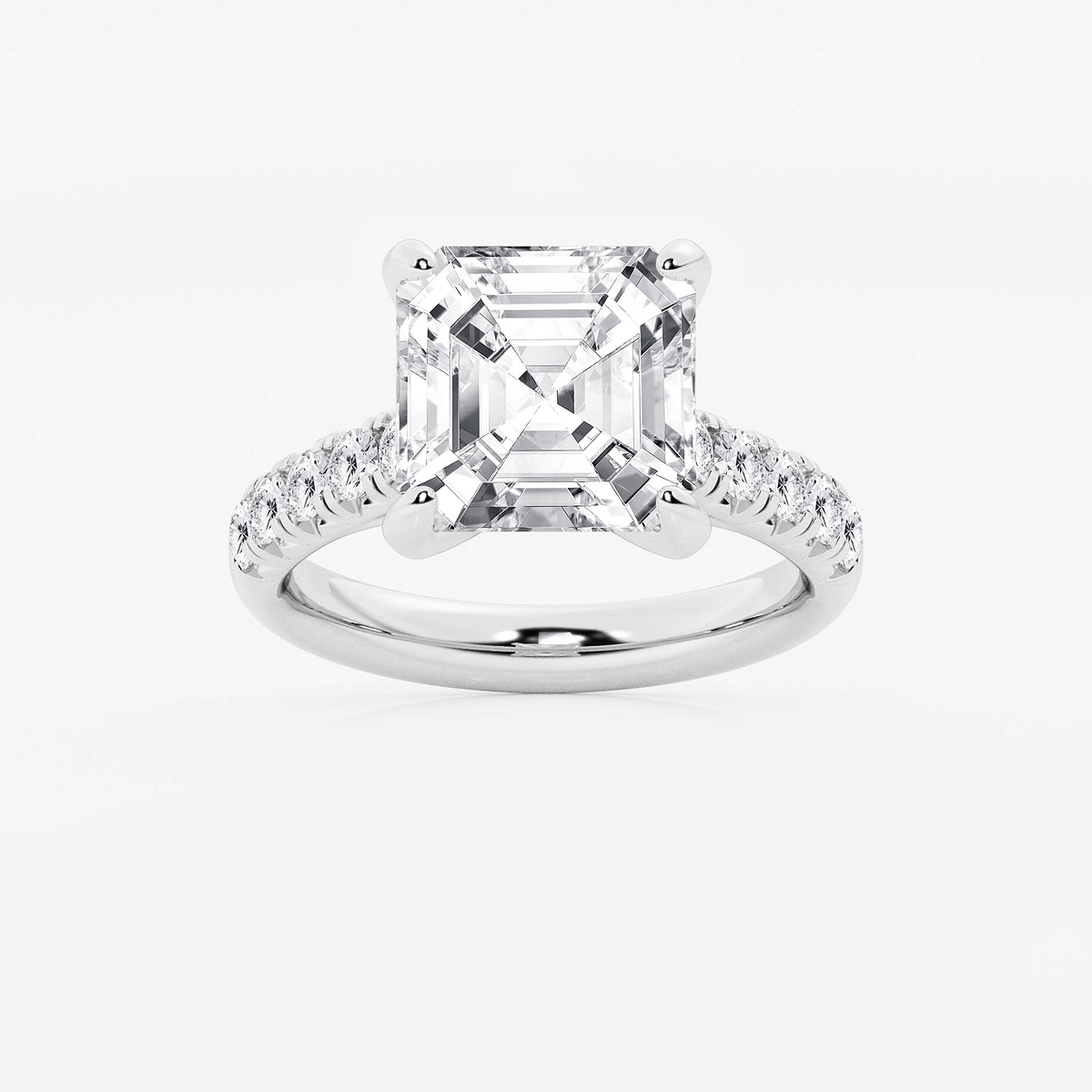 6 1/2 ctw Asscher Lab Grown Diamond French Pave Engagement Ring
