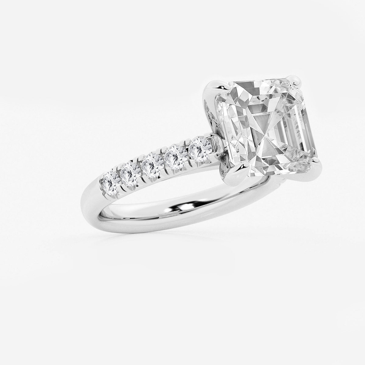 Additional Image 1 for  6 1/2 ctw Asscher Lab Grown Diamond French Pave Engagement Ring