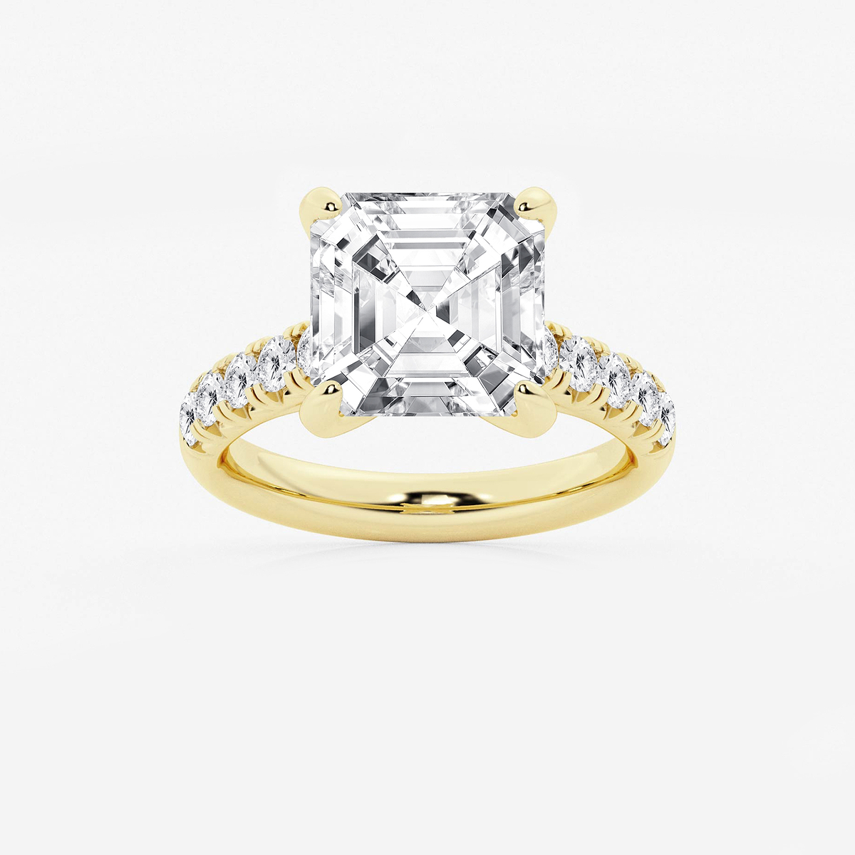 6 1/2 ctw Asscher Lab Grown Diamond French Pave Engagement Ring