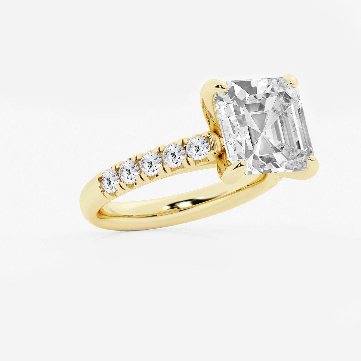 Additional Image 1 for  6 1/2 ctw Asscher Lab Grown Diamond French Pave Engagement Ring