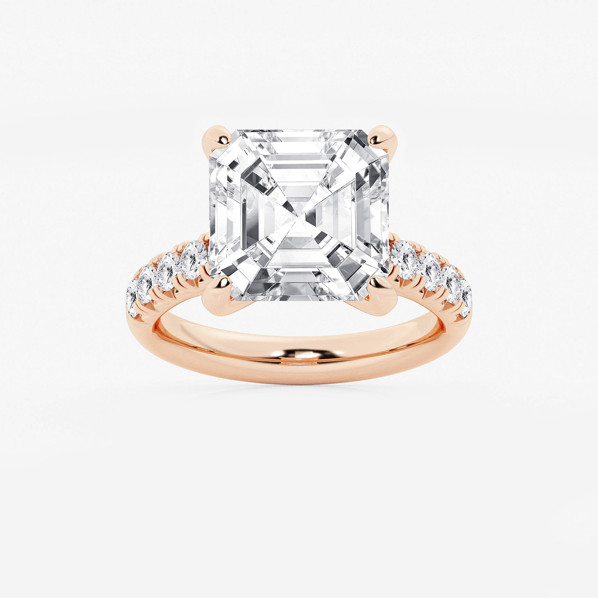 8 1/2 ctw Asscher Lab Grown Diamond French Pave Engagement Ring