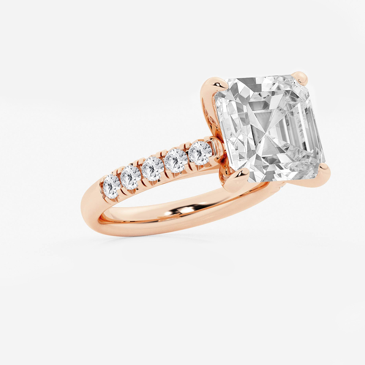 Additional Image 1 for  8 1/2 ctw Asscher Lab Grown Diamond French Pave Engagement Ring