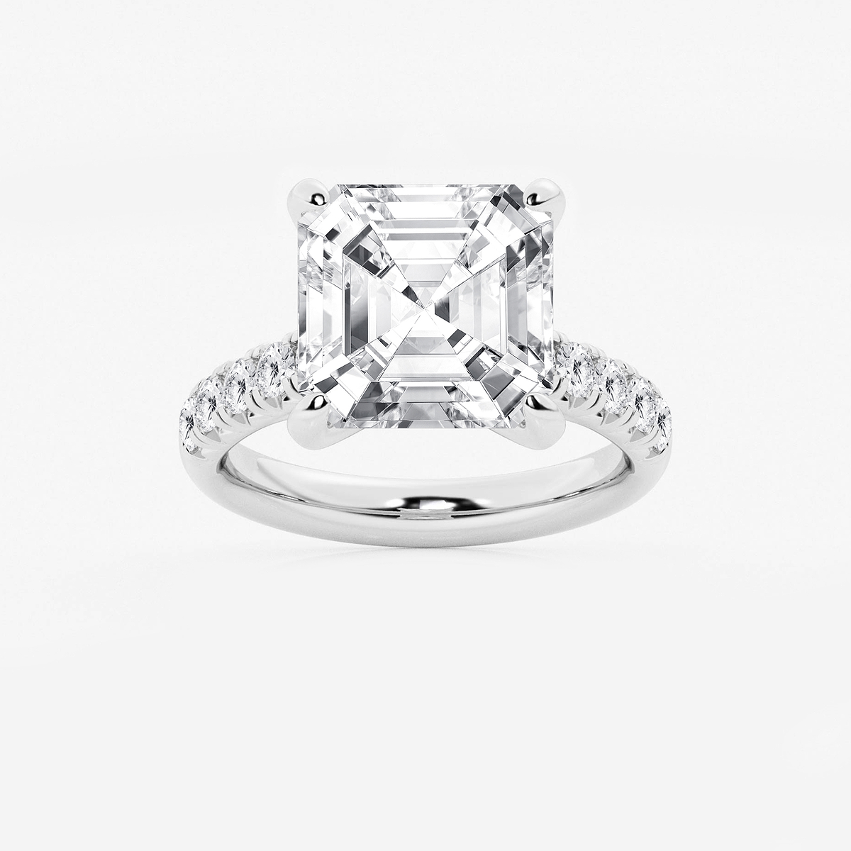 8 1/2 ctw Asscher Lab Grown Diamond French Pave Engagement Ring