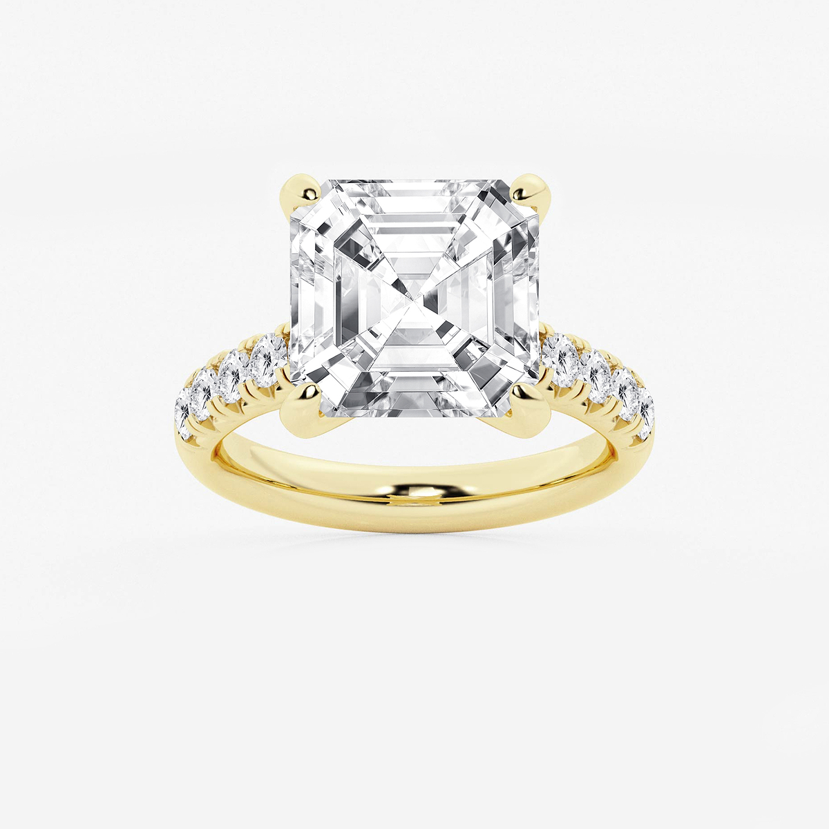 8 1/2 ctw Asscher Lab Grown Diamond French Pave Engagement Ring