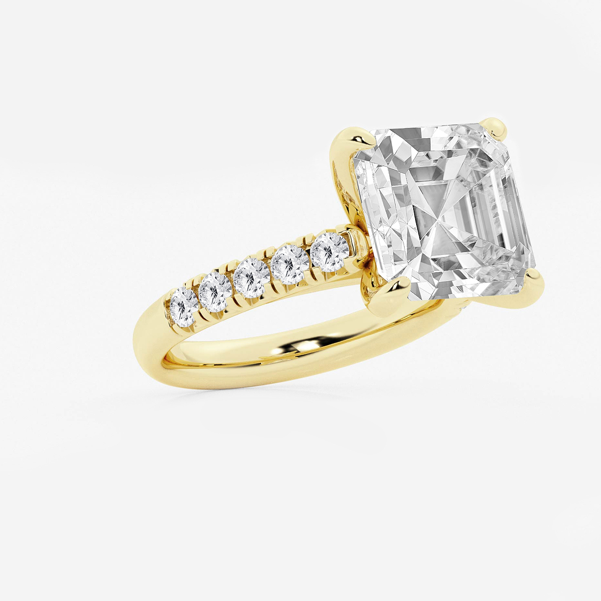 Additional Image 1 for  8 1/2 ctw Asscher Lab Grown Diamond French Pave Engagement Ring