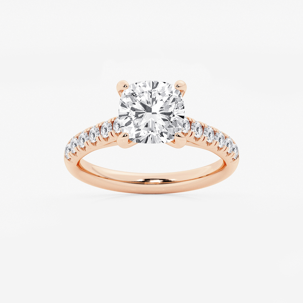 2 7/8 ctw Cushion Lab Grown Diamond French Pave Engagement Ring