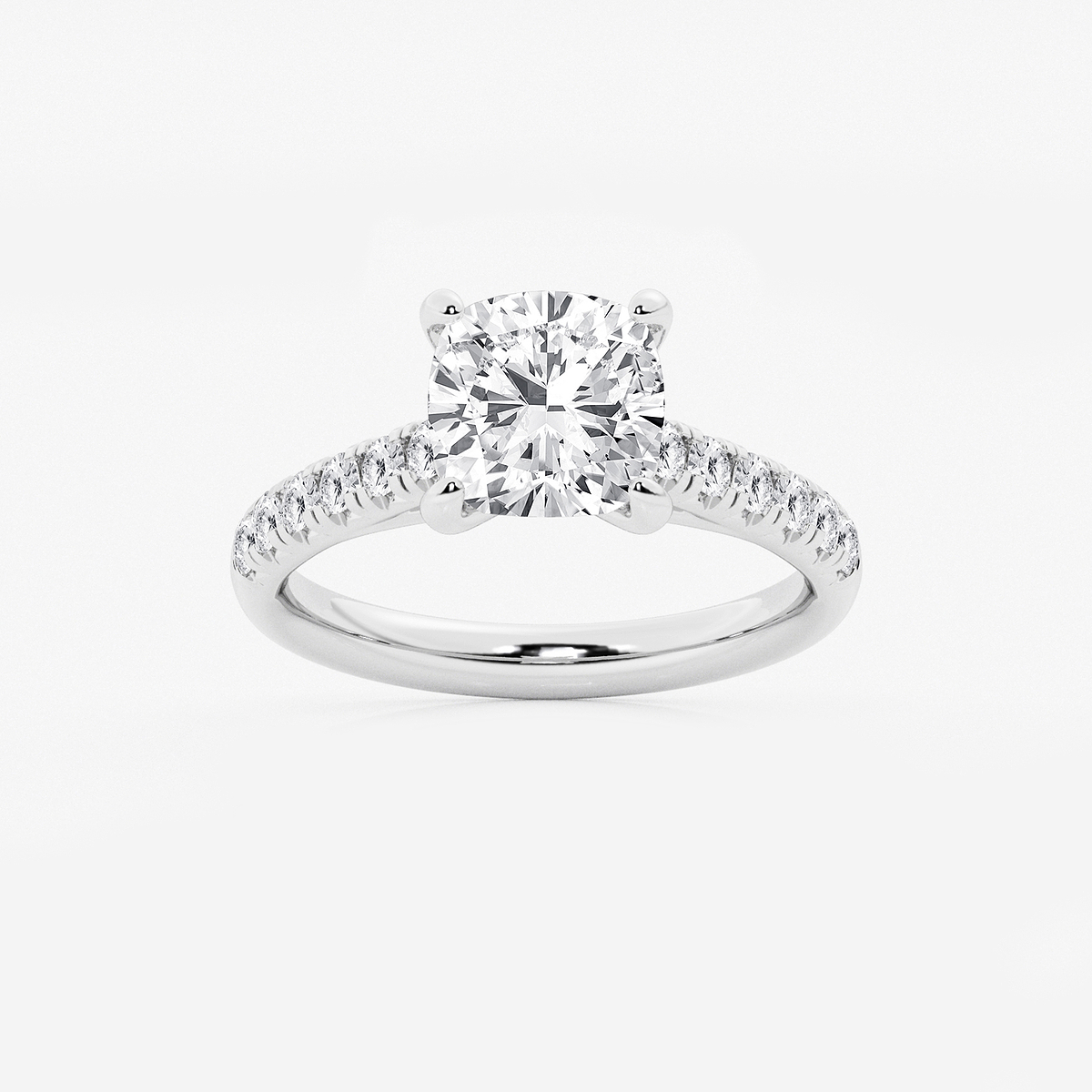 2 7/8 ctw Cushion Lab Grown Diamond French Pave Engagement Ring