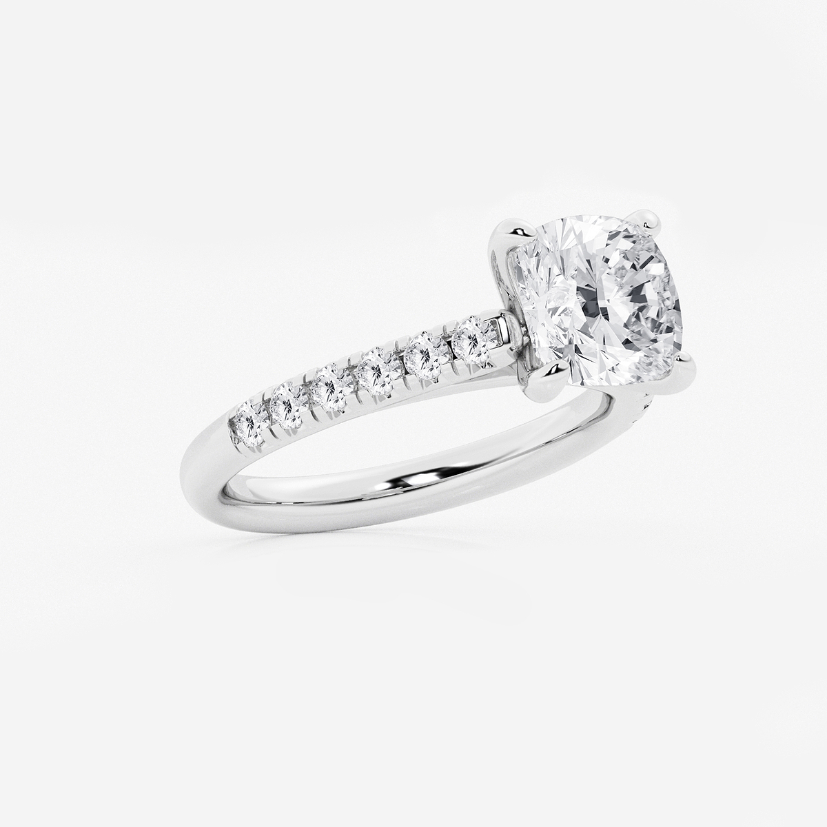 Additional Image 1 for  2 7/8 ctw Cushion Lab Grown Diamond French Pave Engagement Ring