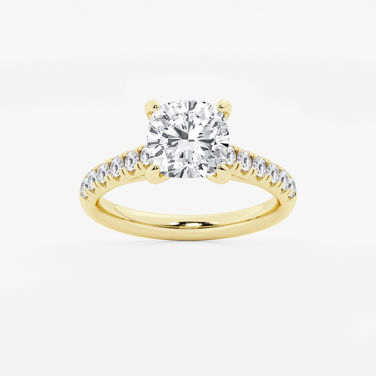 2 7/8 ctw Cushion Lab Grown Diamond French Pave Engagement Ring