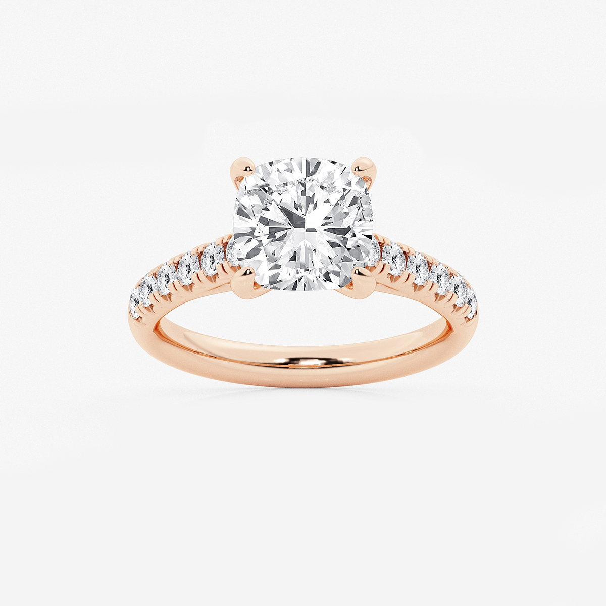 3 2/5 ctw Cushion Lab Grown Diamond French Pave Engagement Ring
