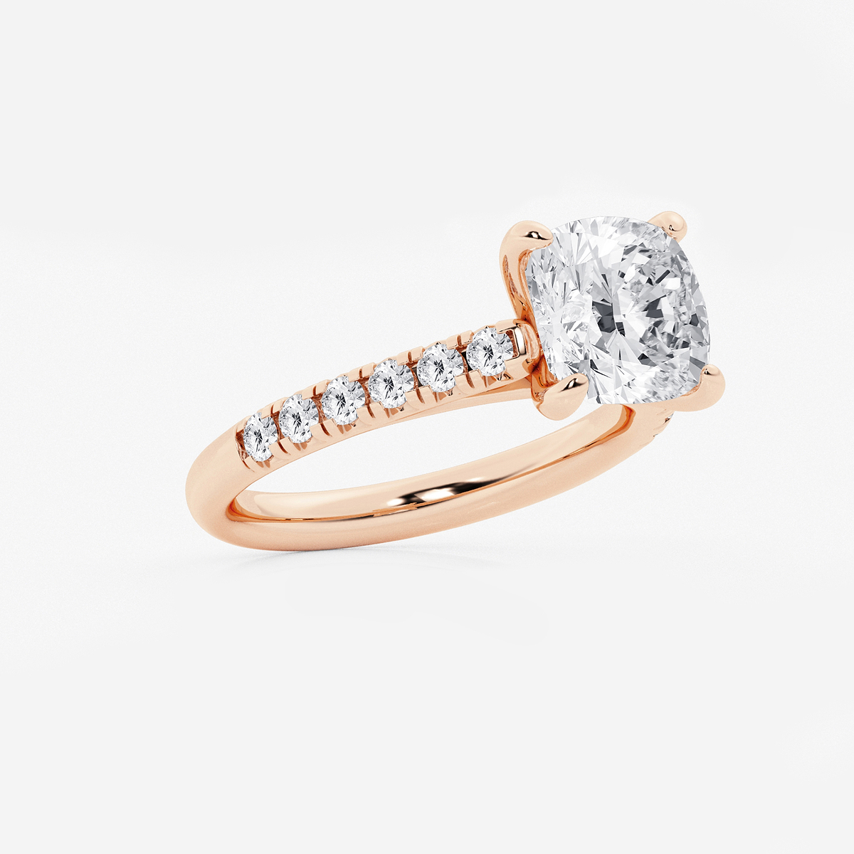 Additional Image 1 for  3 2/5 ctw Cushion Lab Grown Diamond French Pave Engagement Ring