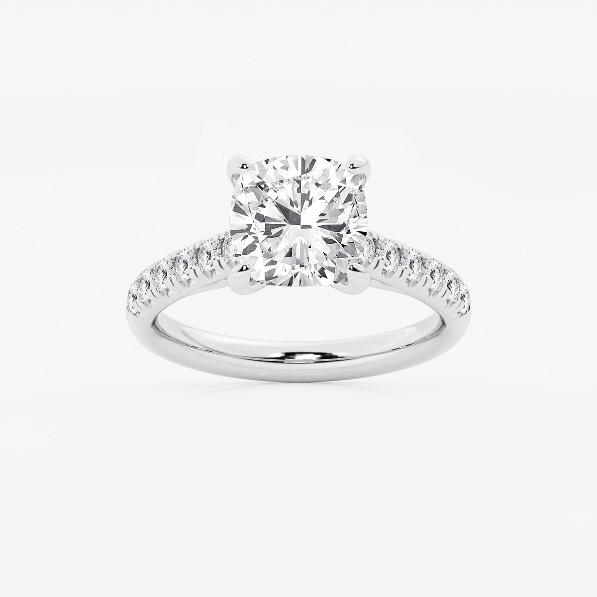3 2/5 ctw Cushion Lab Grown Diamond French Pave Engagement Ring